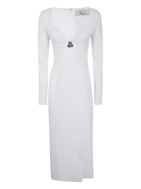 Blumarine V Neck Midi Crepe Double Dress