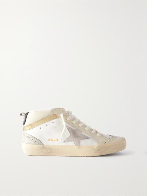 Golden Goose Mid Star Distressed Suede-trimmed Leather Sneakers