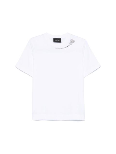 flower-embellished T-shirt