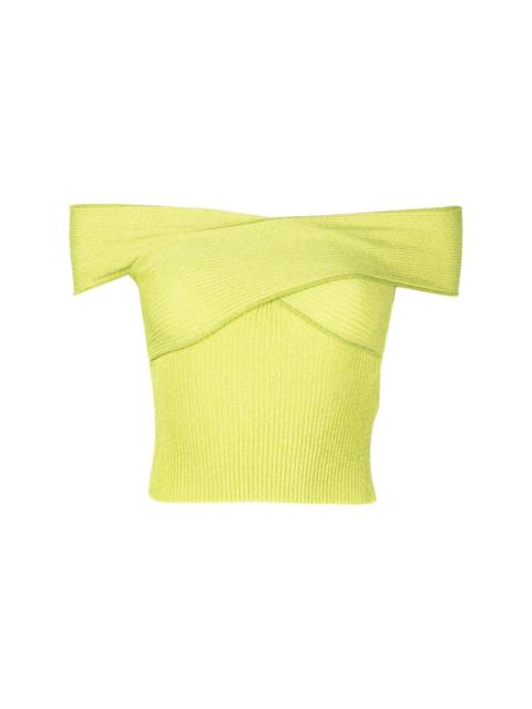 self-portrait draped off-shoulder top