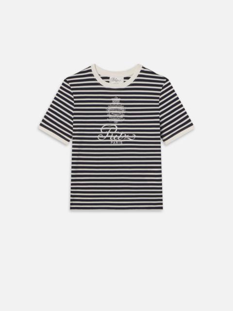 FRAME Ritz Striped Baby Tee in Navy Multi
