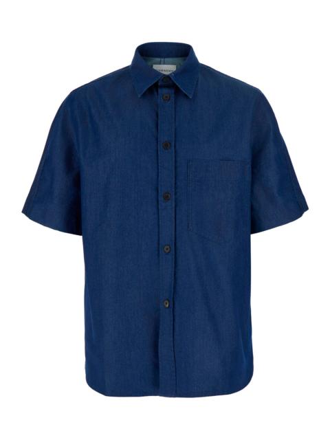 Givenchy Givenchy Men Blue Shirt With Pointed Collar And Logo Print On The Back In Cotton And Fabric Blend Fo