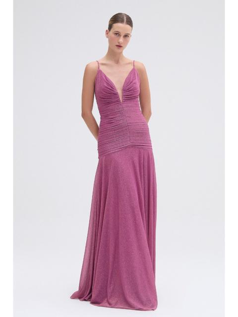 PatBO METALLIC PLUNGE GOWN