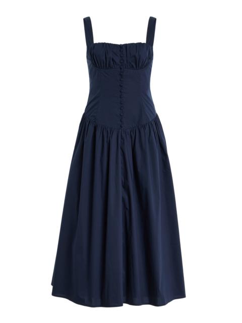 Cult Gaia Emmett Corset Poplin Midi Dress navy