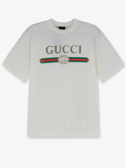 GUCCI Gucci Cotton and Silk Blend T-Shirt White