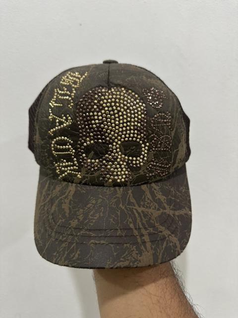 Other Designers Japanese Brand - VTG Flava SKULL Punk Brown Trucker Hat