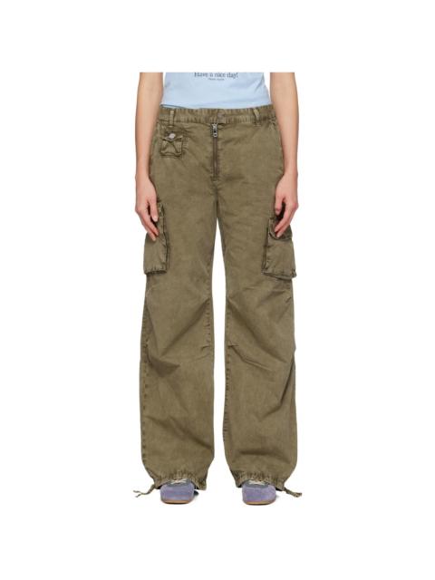 GANNI Khaki Washed Twill Trousers