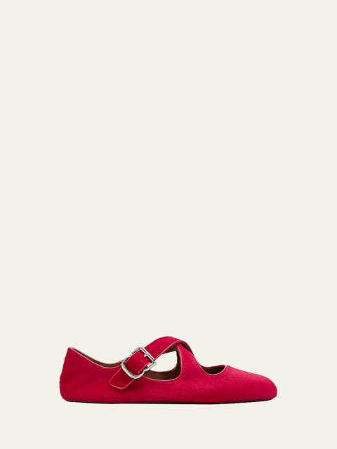 Alaïa Crisscross Calf Hair Ballerina Flats