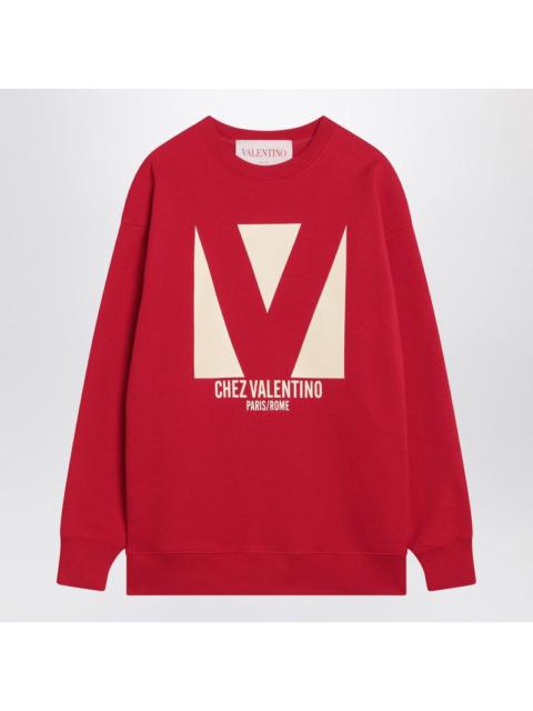 Valentino Valentino Red Sweatshirt With Chez Valentino Print Women