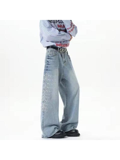 Other Designers Japanese Brand - 🔥 RARE Y2K Light Wash Wide Leg Embellished Jeans