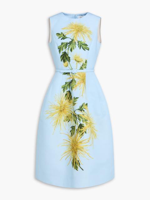 Oscar de la Renta Belted floral-print faille midi dress