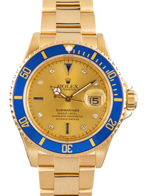 175485 Pre-owned Rolex Submariner 16618 Champagne Serti Dial