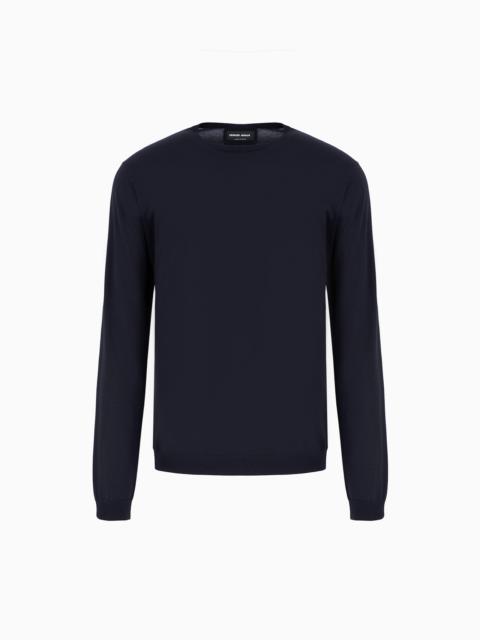 GIORGIO ARMANI Long-sleeved, crew-neck jumper in silk and cotton