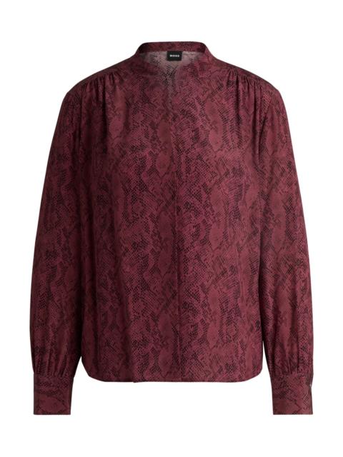 BOSS REGULAR-FIT BLOUSE IN SNAKE-PRINT SILK