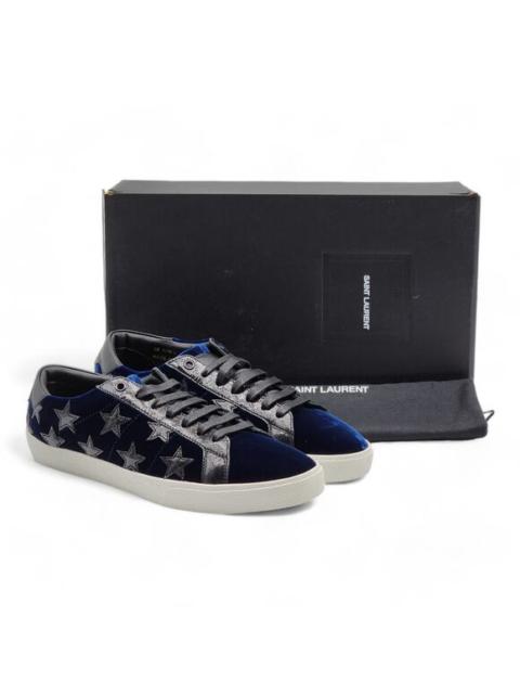 SAINT LAURENT Saint Laurent Court Stars Velvet Sneakers 501610 Blue EU 41 US 8 - New $750