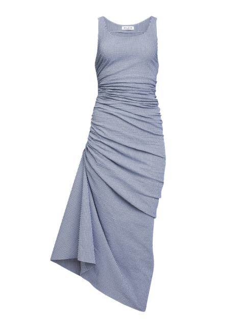 Alaïa Gathered Striped-Seersucker Midi Dress multi