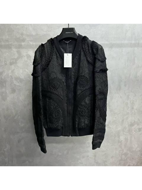 Dolce & Gabbana Dolce & Gabbana Black Long-Sleeve Zip Jacket with Embroidery and Fringe Trim