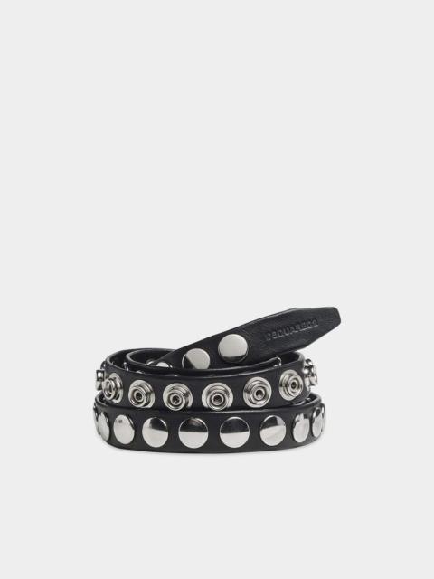 DSQUARED2 ALLOVER STUDS SNAP BUTTON BELT