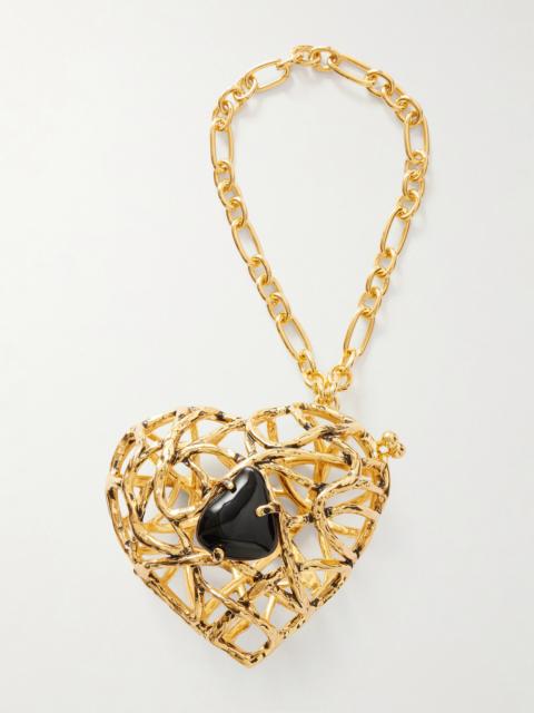 SAINT LAURENT Gold-tone And Stone Keychain