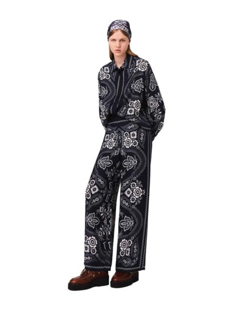maje maje Flowing print trousers in Navy Bandana Print at Nordstrom