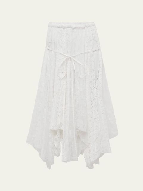 JW Anderson Mixed Lace Asymmetric Midi Skirt