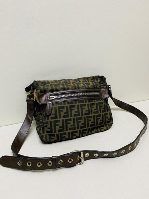 FENDI Fendi Monogram Women Crossbody Bag Canvas Leather Brown