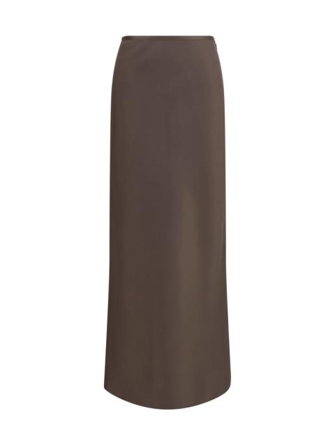 Loulou de Saison Loulou De Saison Silk Twill A-line Maxi Skirt Dark Brown