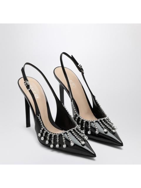 GUCCI Gucci Black Patent Leather Pump With Crystal Chain Women