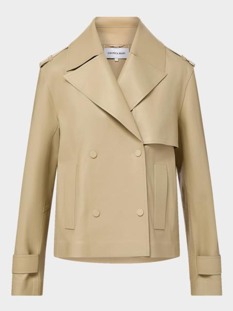 VERONICA BEARD Heathcliff Cropped Leather Trench Coat