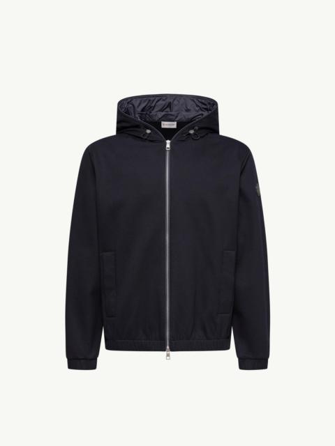 Moncler Leather Logo Cotton Blend Zip-Up Hoodie