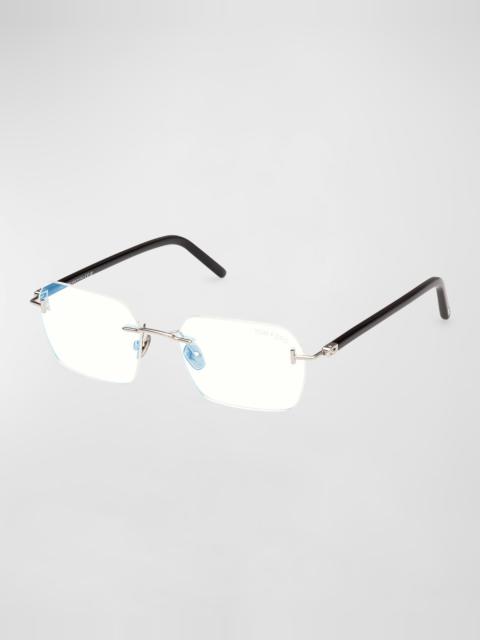 TOM FORD Rimless Mixed-Media Rectangle Sunglasses