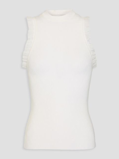 Other Designers Ruffled ribbed-knit top