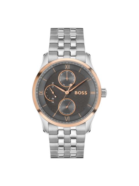 BOSS STEEL-BRACELET WATCH WITH GREY DIAL