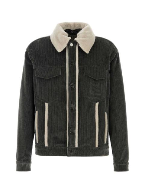 FENDI Fendi Men Dark Grey Velvet Jacket