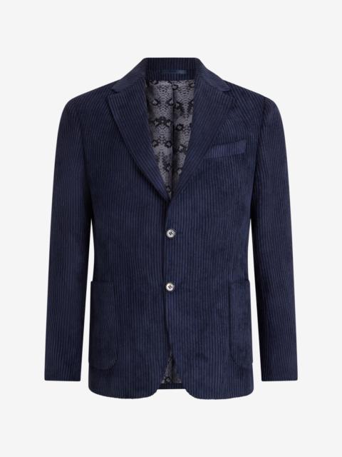 Roberto Cavalli Navy Blue Ribbed Jacket