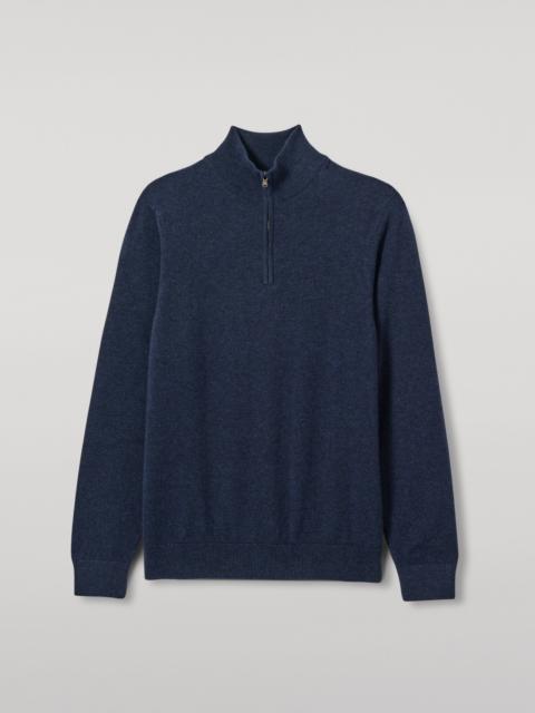 Johnstons of Elgin Rory Navy Classic Cashmere Zip Neck Jumper
