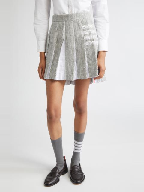 Thom Browne Thom Browne 4-Bar Pleated Tweed Miniskirt in Medium Grey at Nordstrom