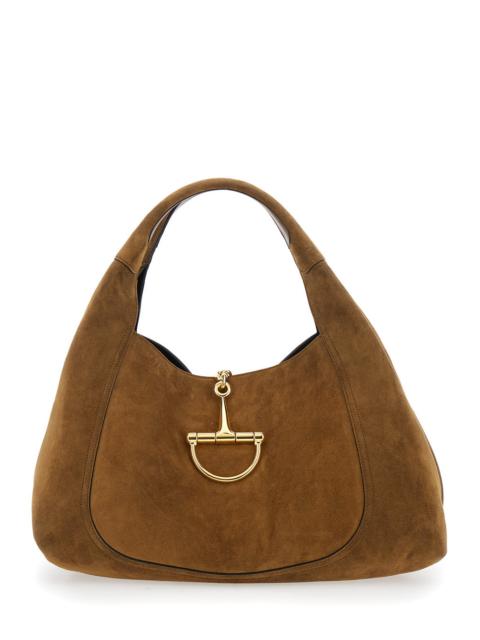 GUCCI Gucci Women Brown Shoulder Bag With Horsebit Closure In Suede Woman