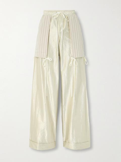 CHRISTOPHER JOHN ROGERS Poplin-trimmed Metallic Cotton-blend Wide-leg Pants