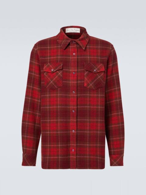 God’s True Cashmere Love plaid cashmere shirt with amethyst