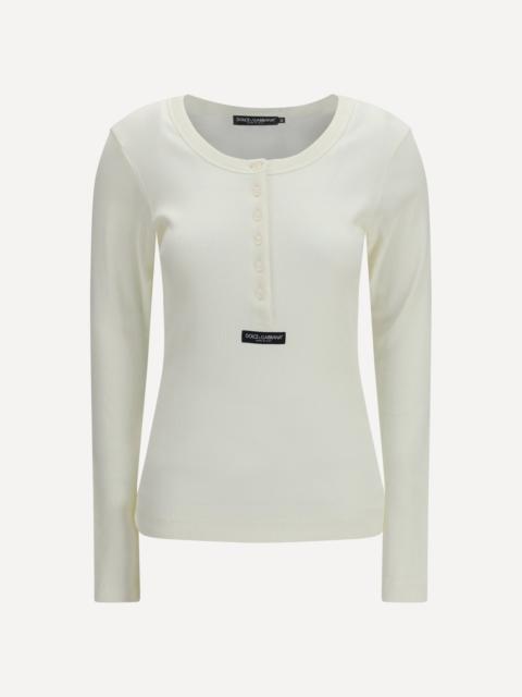 Dolce & Gabbana Ribbed cotton henley T-shirt