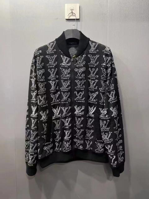 Louis Vuitton Louis Vuitton all-logo embroidered zip-up jacket