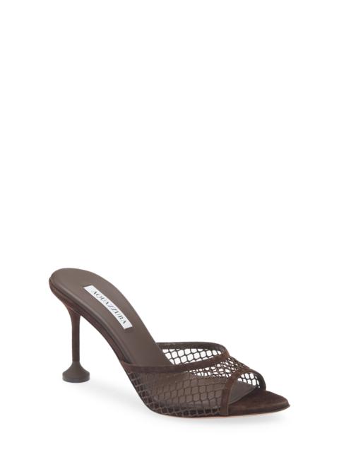 AQUAZZURA Aquazzura Bisous Mesh Slide Sandal in Espresso at Nordstrom