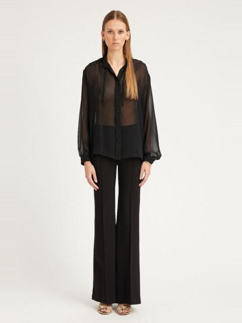 SPRWMN BLACK CASANOVA ULTRA FLARE PINTUCK PANTS