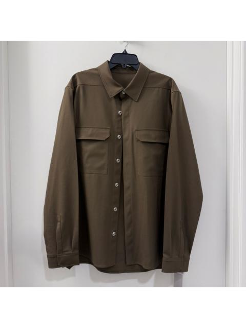 Rick Owens $1,450 NWT Rick Owens Longline Stretch Wool Snap-Up Shirt