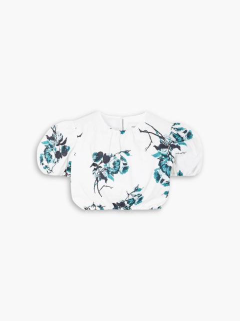 Erdem Romi cropped floral-print linen top