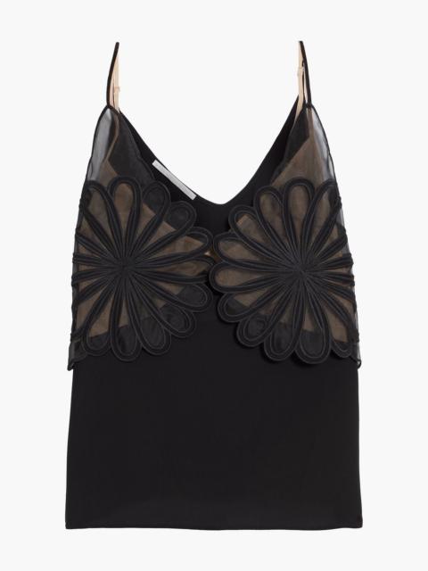 Stella McCartney Appliquéd organza-paneled silk-crepe top