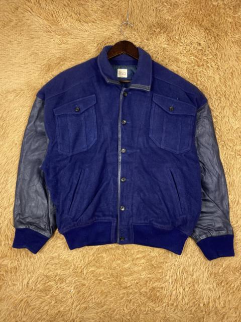 Other Designers Japanese Brand - Vintage Papas Leather Sleeve Varsity Jacket DJ0733
