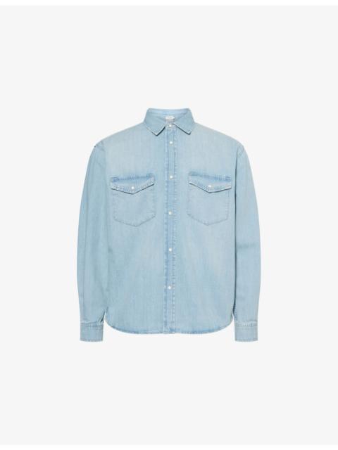 FRAME Modern Western Patch-Pocket Denim Shirt