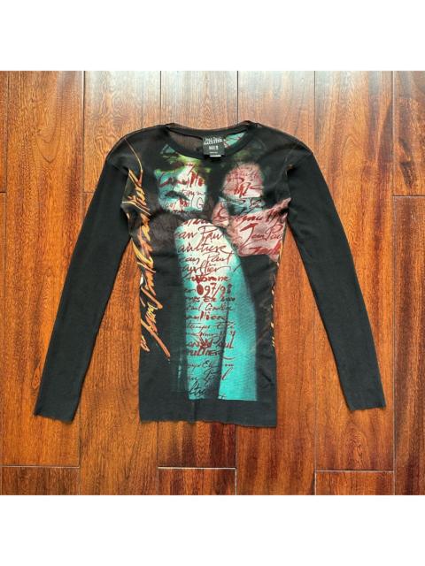 Jean Paul Gaultier Jean Paul Gaultier psychedelic portrait mesh top skin-tight